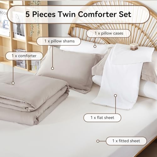 Image of weigelia Twin Comforter Set with Sheets - 5 Pieces Bed in a Bag Twin
