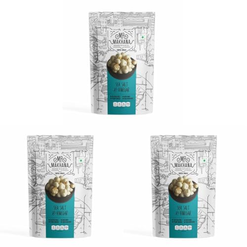 Image of Mr. Makhana Roasted Makhana and Foxnuts | Healthy Snacks | Gluten Free | MSG Free | Antioxidant | Rich Calcium | Zero Trans Fat | Zero cholesterol (Sea Salt & Vinegar)55 gm (Pack of 3)