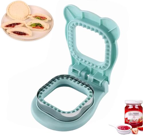 CHICHAUS Sandwich Cutter and Sealer, Uncrustables Sandwich Maker for Making Lunchtime Easier，Square Sandwich Uncrustable Cutter for Kids Breakfast and Lunches (Square Light Blue)