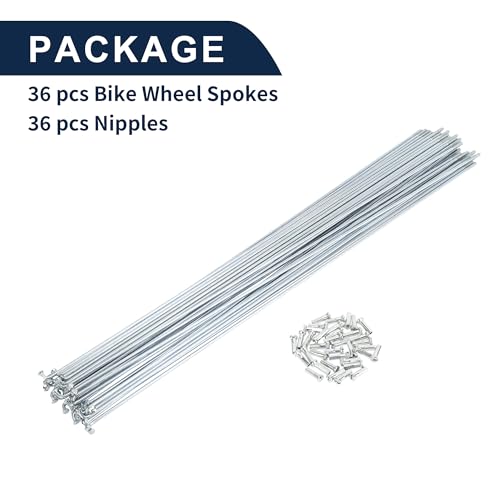 TUCKBOLD Bicycle Spokes Bike Wheel Spokes Silver Tone Nipple 1 Set 14G 295mm Length Carbon Steel Galvanized