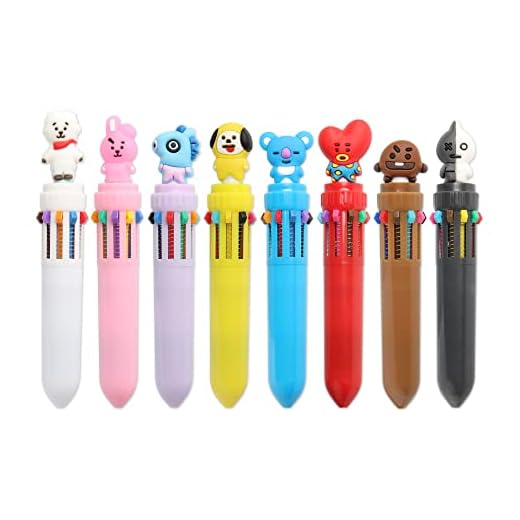 Comidox 8Pcs 10 in 1 Color Retractable Ballpoint Pen Creative Cartoon Shape Multicolor Pens Medium Point (0.7mm) for School Office Supply