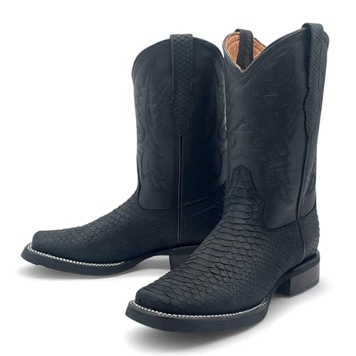 Men’s Leather Western Cowboy Boot With Embossed Python Print3
