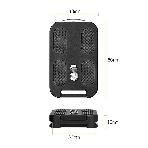Andoer QR-60 Universal Quick Release Plate Aluminum Alloy 1/4' Screw Mount with Attachment Loop for Arca-Swiss Standard Ball Head Tripod for Canon Nikon Sony DSLR Camera