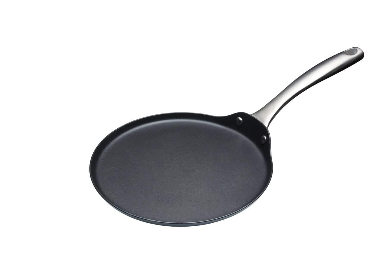 MasterClass Sartén antiadherente de acero al carbono para tortitas, tortillas y Tawa Roti con antiadherente PTFE, PFOA y libre de BPA, 24 cm - Negro