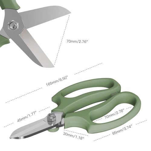 Image of Housolution Flower Scissors, Strong Floral Shears, Premium Steel Garden Pruning Shears Floral Fruits Leaf Scissors Hand Pruner Snip Trimming Tool for Gardening Flower Arrangement, Avocado Green