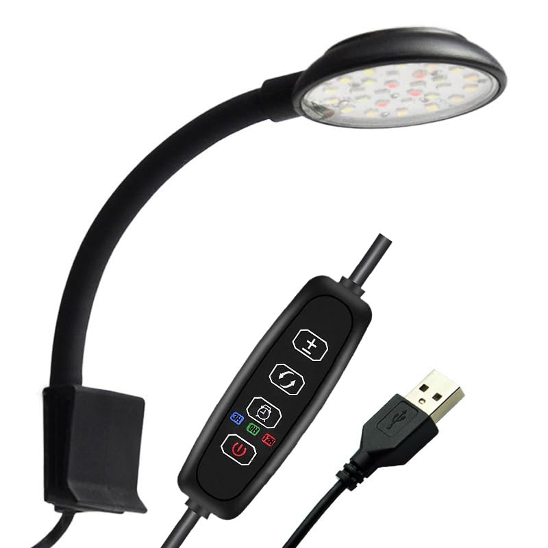 GERUI 7 W, USB 5 V2 A, lampada a spettro completo, illuminazione a LED per acquario, timer regolabile, luminosità...