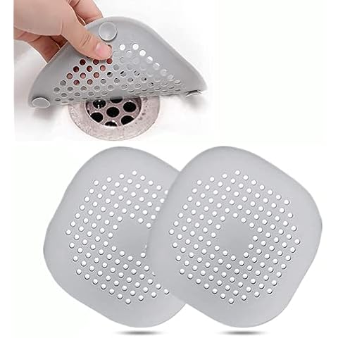2 Pcs Silicone Drain Protector with Sucker, Sink Strainer Protector, Shower Drain Covers Hair Catcher, Strainer Plug Trap Filter for Bathroom, Bathtub, Kitchen Cover