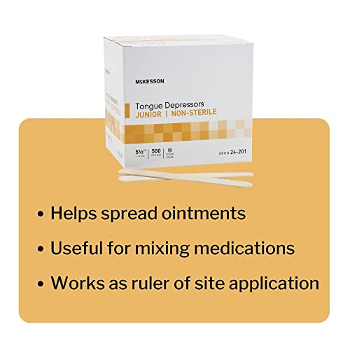 mckesson tongue depressors 5000 count junior size non-sterile wood unflavored splinter-free 55 in - use for medical arts crafts spa - 500 count pack of 10