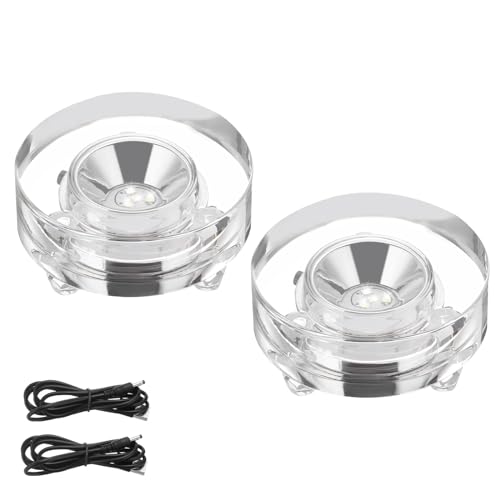 Base lumineuse LED cristal lot de 2 supports plats ronds blancs