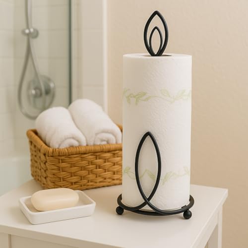 Image of Craft Expertise Tissue Paper Holder - Black Iron Toilet Paper Holder for Bathroom -Toilet Roll Holder & Organizer - Durable Toilet Tissue Rack (Length 4.5 x Width 4.5 x Height 9 Inches) (Napkin-V)