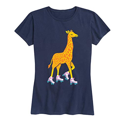 Giraffe On Roller Skates - Women\'s Short Sleeve Graphic T-Shirt Navy
