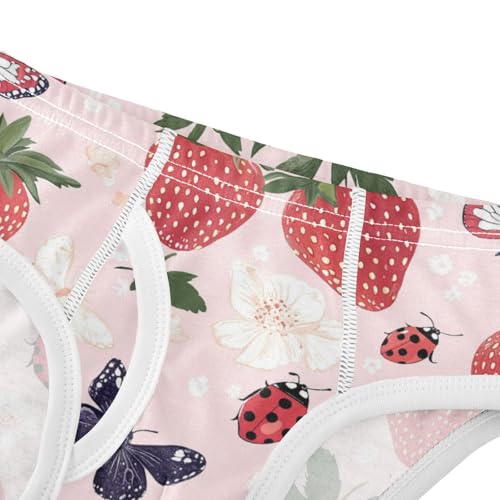 Wusikd Strawberry Ladybugs Boys' Underwear Cotton Pink Boys Briefs Soft Toddler Underwear 2T4