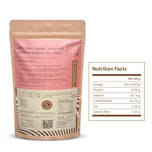 Image of 11Eleven Bakery Healthy Muffin Mix | Double Chocolate 140g| Eggless Cake Mix |Instant Muffin Cake Mix Powder | 2 Step - Mix & Bake | Easy to make|100% Vegetarian