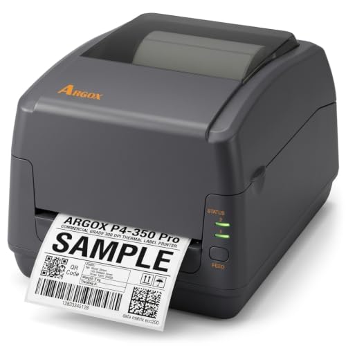 Image of ARGOX P4-350 Pro 300 dpi Commercial Desktop Label Printer, 4x6 Shipping Label Printer, Barcode Printer, Ethernet Network Label Printer, Thermal Transfer, ZPL /EPL /DPL Compatible for Warehouse Logistics