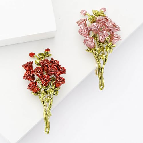 Image of Rhinestone Flower Brooches for Women Enamel Floral Brooch Lapel Pins for Mom Wife Elegant Dress Accessories Mother's Day Jewelry Gifts