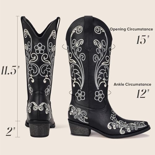 Image of Cowboy Boots for Women, Pointed Toe Chunky Heel | All-day walking comfort design, versatile for daily outfits, country music festivals and western style occasions