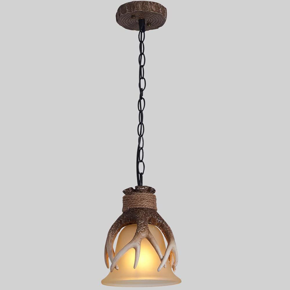 HXYSXHJUO American Style Bedroom Bedside Antler Lamp,Resin Chandelier Deer Horn Entryway Light Fixtures,Dining Room With Glass Lamps Shades
