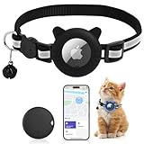Robofun SmartTag Katzenhalsband, Reflektierend GPS Tracker Katze Ohne ABO für Katze, Tracking Standort von Haustieren (nur IOS), Personalisiert, Arbeite mit Apple Find My - Schwarz