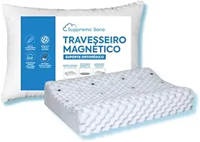 Travesseiro Cervical Magnético com Infravermelho Longo Ortopédico Alivia Dor Coluna Suppremo Sono