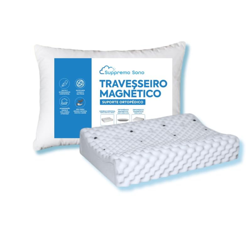 Travesseiro Cervical Magnético com Infravermelho Longo Ortopédico Alivia Dor Coluna Suppremo Sono