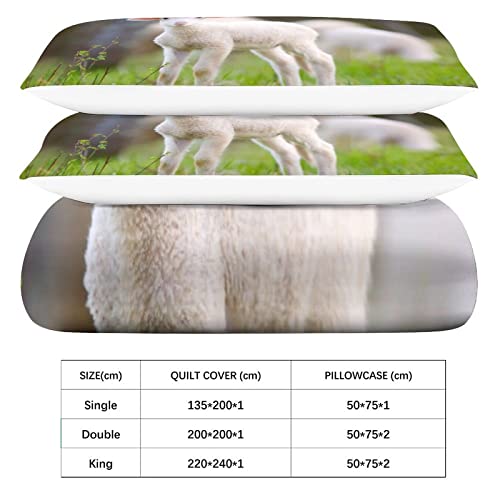 Housse de couette mouton microfibre anti-plis avec fermeture éclair fluide