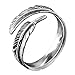 Produktbild MATERIA Schmuck 925 Silber Ring Federn antik - Silber Damen Ring Feder in Gr. 52-60 / Größe verstellbar #SR-23