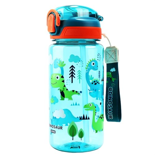 MHwan Botella Agua Niños, 600ml Robusta e Irrompible, Botella con Pajita Niños, Sin BPA, Hermosa Cantimplora Infantil...