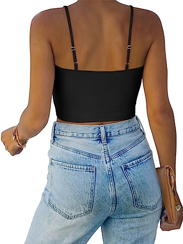 REORIA Butsmooth® Women's Basic Sexy Deep Scoop Neck Double Lined Seamless Sleeveless Cropped Cami Tank Yoga Crop Tops2