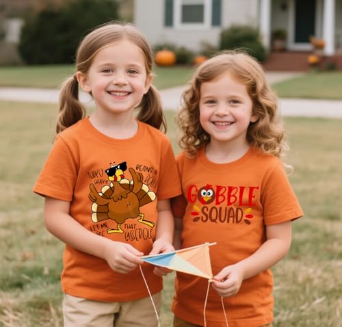 Thanksgiving Shirt Toddler Boys Girls Funny Turkey T-Shirt Kids Gobble T-Shirt Thankful Grateful Tees Tops 2-7 Year4