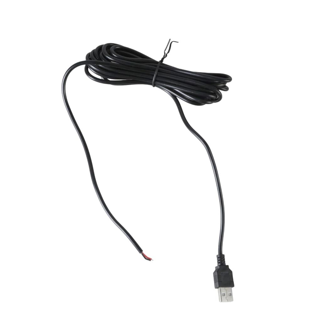 Elnwnnkc USB Male to 2Pin Pigtail Cable Power Cord 22AWG Bare Open End Extension Wire Supports 5V 3A Power