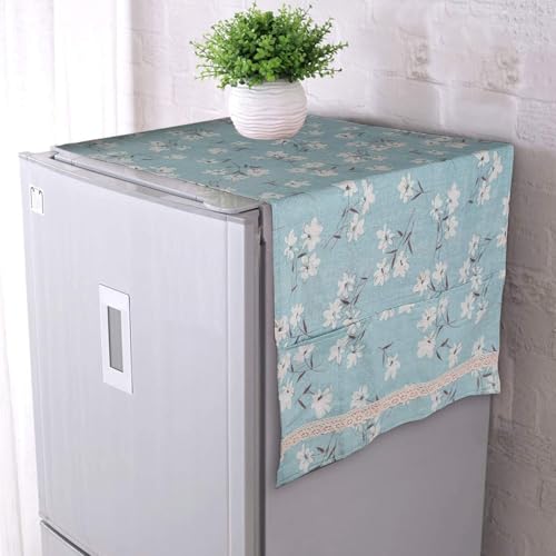 Image of HOKIPO Fridge Cover Top with Pockets, 130 x 55 cm, Blue