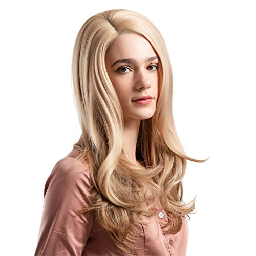 Flameer Moda Feminina Cabelo Perucas Longas Perucas Sintéticas Peruca Encaracolada Reta Completa