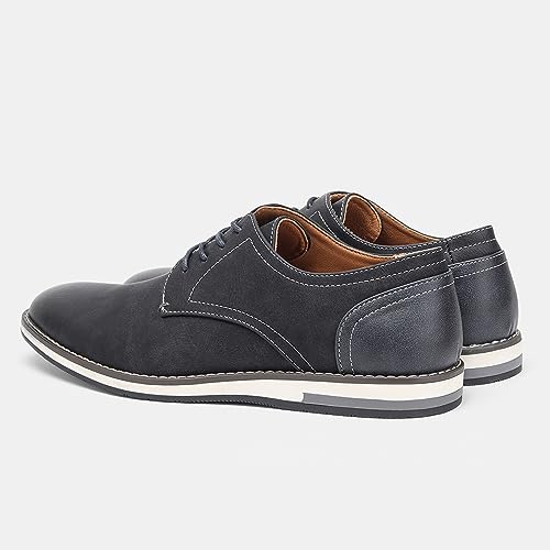 Men's Comfortable Dress Shoes, Flat Non Slip Casual Derby Oxford Shoes, Leather Stitching Lace-up Business Sneakers4