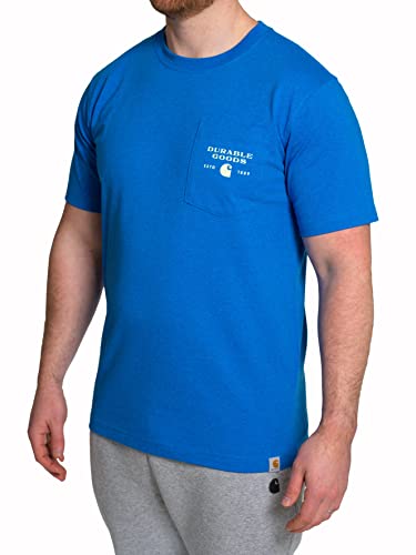 Carhartt Men's Relaxed Fit Heavyweight Short-Sleeve Pocket Logo Graphic T-Shirt, Marine Blue Heather, Large - image 2