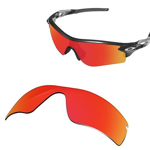Image of 100% Precise-Fit Replacement Sunglass Lenses Compatible with Oakley RadarLock Path OO9181 / RadarLock Path Asian Fit OO9206 - Polarized Fire Red Mirror