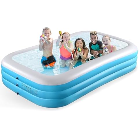 Sunrio Inflatable Pool for Kids and Adults-120" X 72" X 22" Full-Sized Inflatable Swimming Pool Leakproof Blow Up Pool Above Ground for Backyard, Outdoor, Garden, Summer Water Party Cover