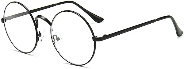 Dollger Retro Round Glasses Blue Light Glasses Clear Lens Non-Prescription for Men Women Metal Frame