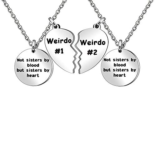 Best Friends Necklace Gift,2pcs Heart Pendant Adjustable Long Necklace