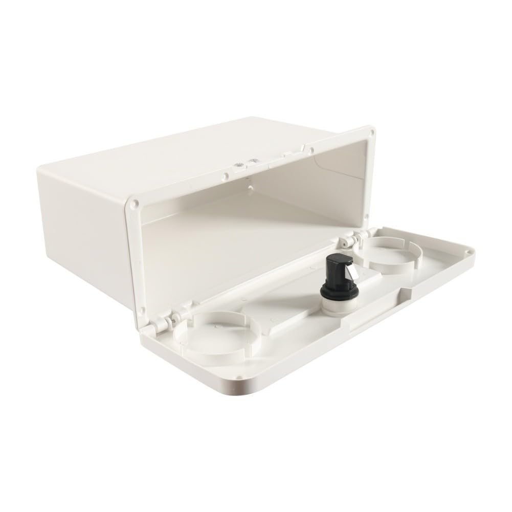 Boîte à gants verrouillable avec 2 porte-gobelets en ABS blanc pour la console de rangement de bateau