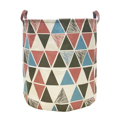 Image of Waterproof Laundry Hamper Collapsible Laundry Basket Leather Handle Laundry Bag Large Clothes Storage Toy Organization for Bathroom Bedroom Laundryroom College Dorms (Caisanjiao-002)