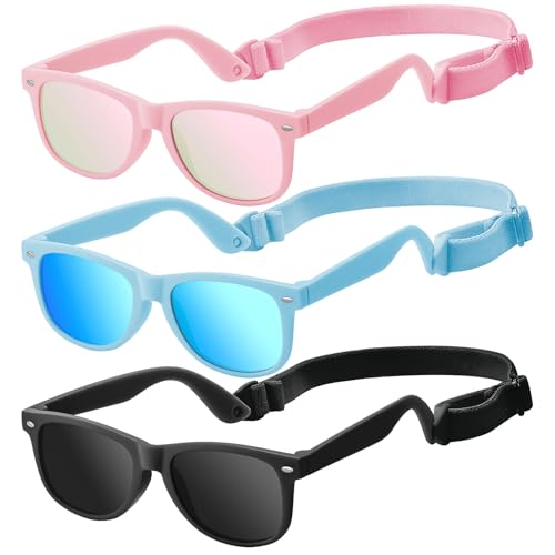 Image of zestero Baby Infant & Toddler Polarized Sunglasses with Strap, UV400 Protection for Boys & Girls 0-24 Months, 3 Pack