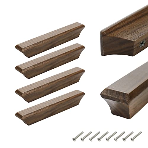 Tsnamay Schubladengriffe, 14 cm, massives Walnussholz, für Küche, Kleiderschrank, Schrank, Hardware, Lochabstand 96 mm, 4 Stück Cover