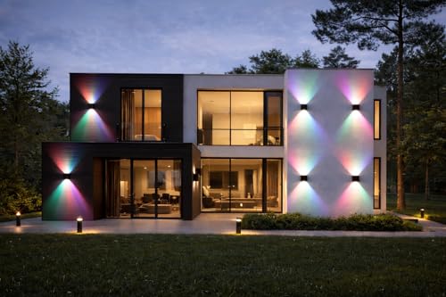 Image of One94Store LED Outdoor Wall Light Pack of 2 | 4W Multicolor Up Down Wall Lamp | Aluminium Body, Rainproof & Shockproof, 2-Way Decorative Step /Pathway /Patio Light Fixture with 3 Month Warranty
