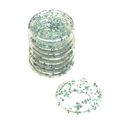 Craftelier anneaux paillettes cœur M, 9 x 35mm, turquoise