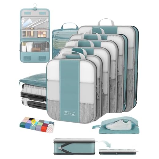 Blue Gray Packing Cube Set for Travel