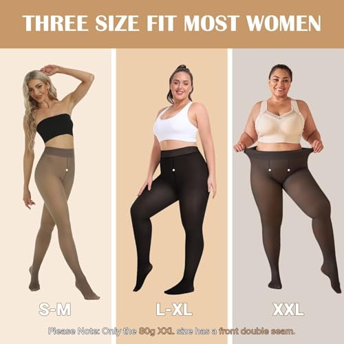 Vertvie 3 Pairs Fleece Lined Tights for Women Thermal Pantyhose Fake Translucent Winter Warm Tights Thick Leggings2