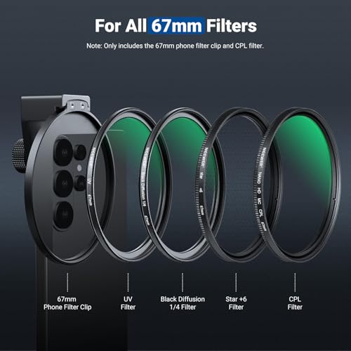 Image of NEEWER 67mm Phone CPL Filter with Cold Shoe Clip, HD Circular Polarizer Lens Filter Accessories with Adjustable Polarization, Compatible with Android Samsung S26 Ultra iPhone 17 Pro Max & More, FL-113