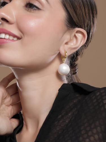 Image of Rubans Hoop Drop Earrings Gold Plated Stylish Trendy Jewellery Gift for Women & Girls