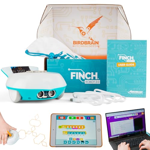BirdBrain Finch Robot 2.0 with Microbit - STEM Coding Robot Toy for Kids & Adults - Learn Python & 8 Coding Languages - Programmable Robotics Kit - Remote Control & App Controlled | Ages 5-16