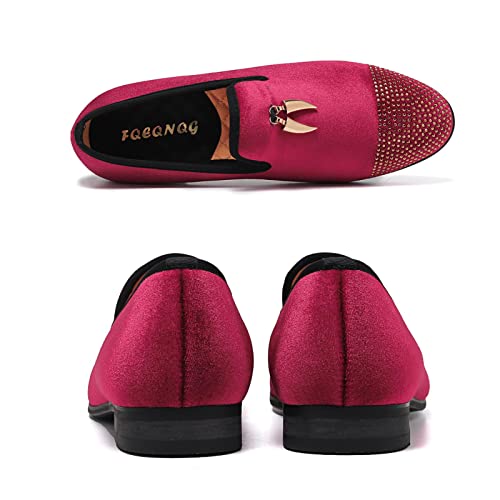 Men's Velvet Loafers, Mens Fashion Dress Shoes with Rhinestone for Wedding Party Penny Slip-On Glitter Tuxedo Shoes3
